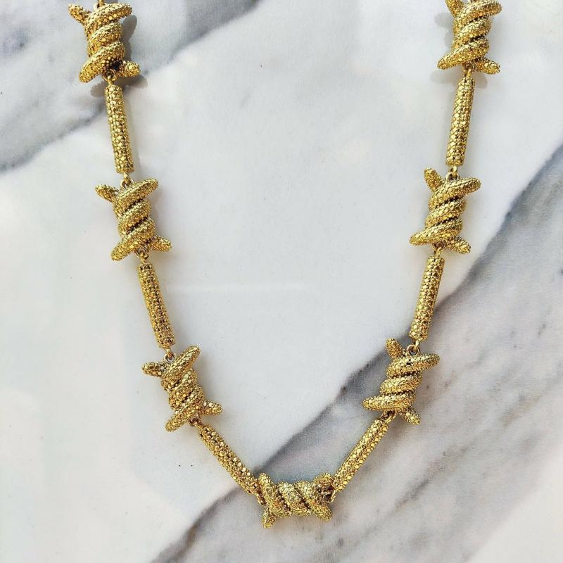 Chains | 10mm 18K Gold Barbed Wire Chain Chains Chains