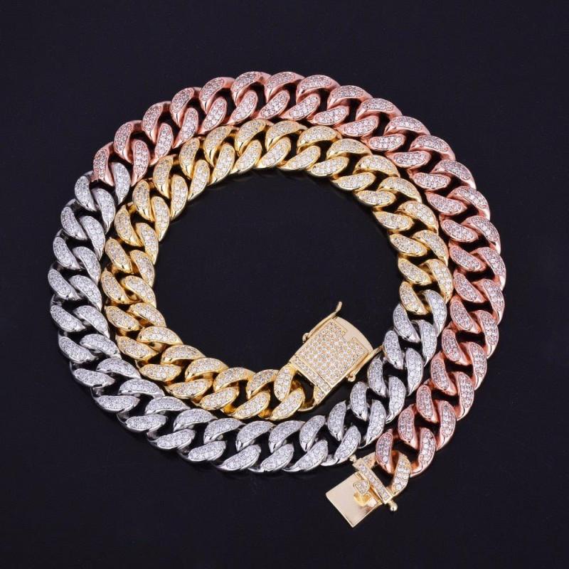 Chains | 12mm 3 Tone Diamond Miami Cuban Link Chains Chains