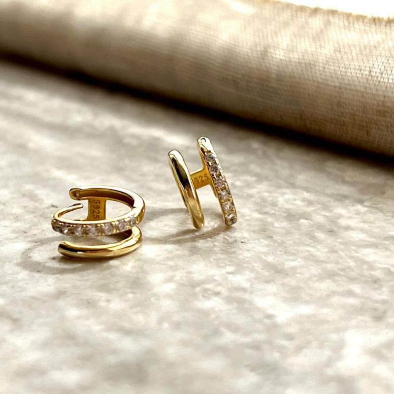 Earrings | Pavé Double Loop Huggie Earrings Earrings Earrings