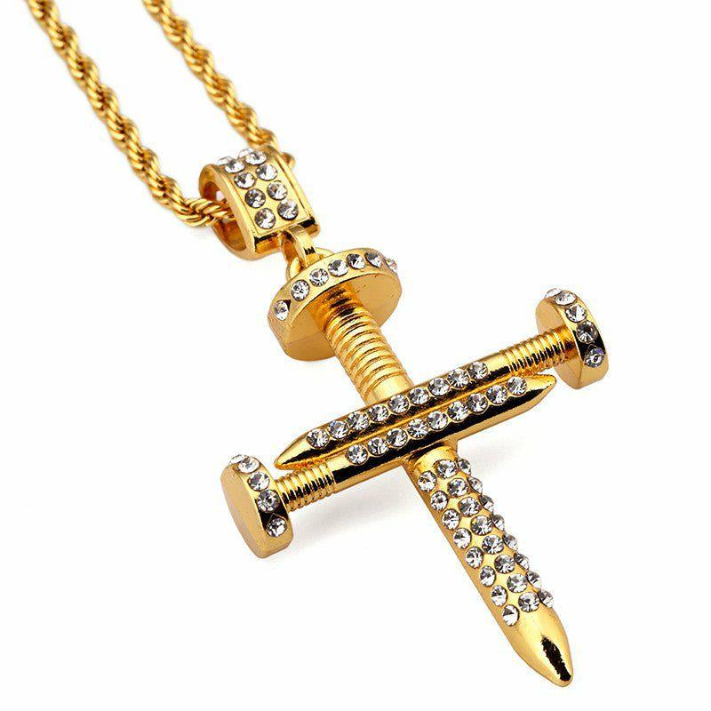 Pendants With Chains | 18k Gold Diamond Nail Cross Jewelry Pendants With Chains