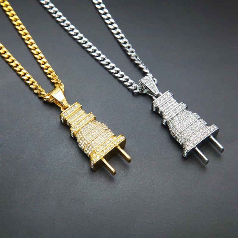 Pendants With Chains | 18k Gold Diamond Plug Pendant Jewelry Pendants With Chains