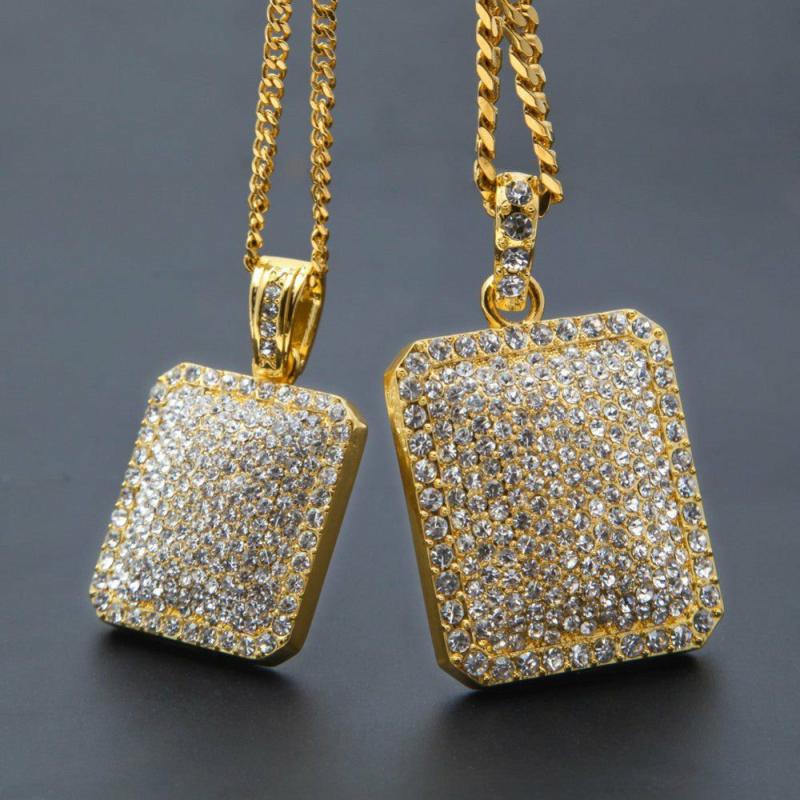 Pendants With Chains | 18K Gold Ice Box Pendant Jewelry Pendants With Chains