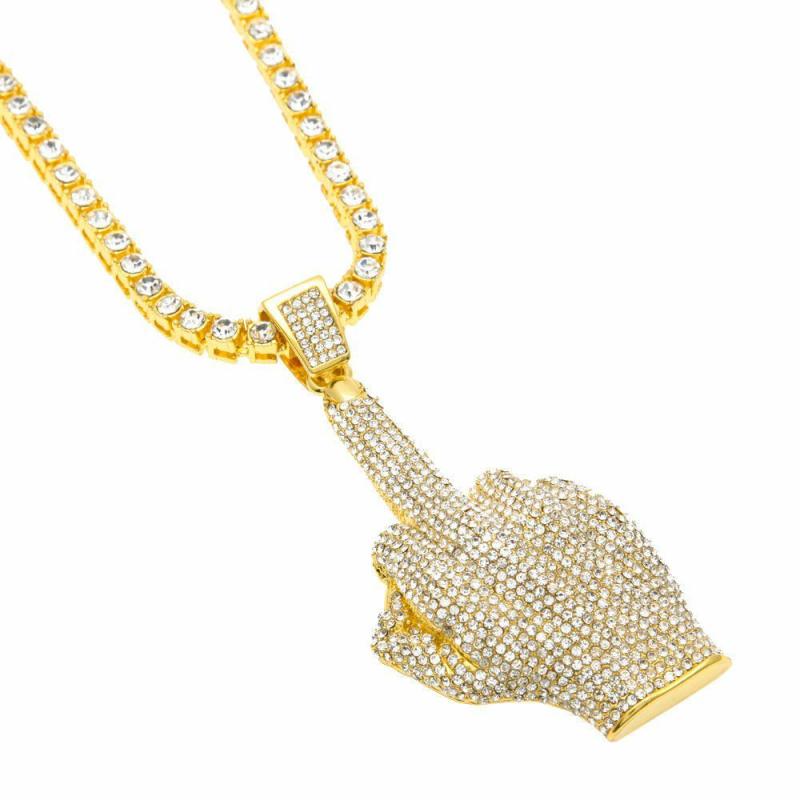 Pendants With Chains | Diamond Middle Finger Jewelry Pendants With Chains