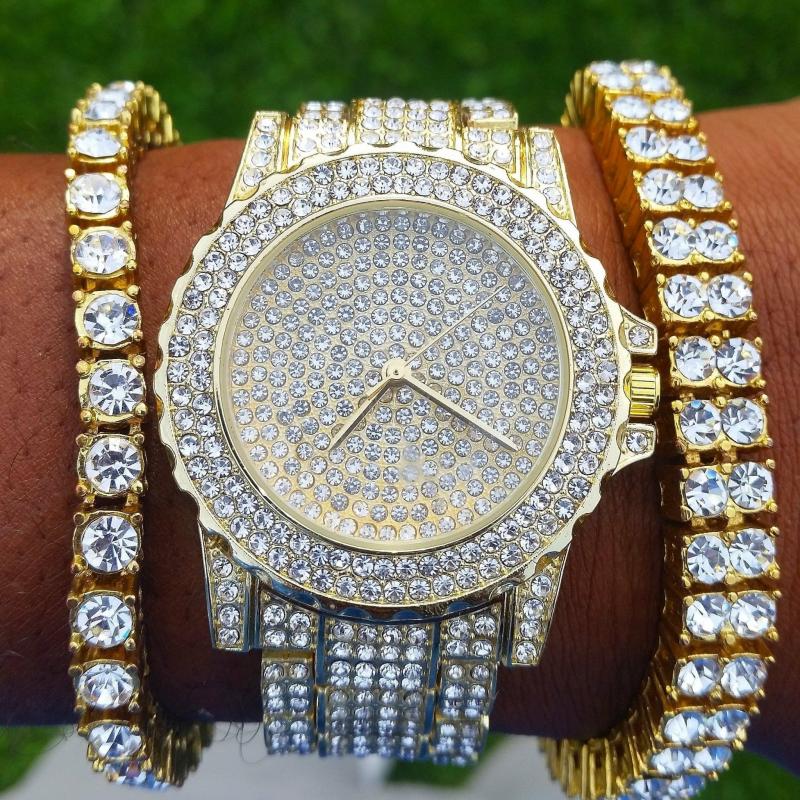 Watches | 18K Gold Frozen Watch Jewelry Watches