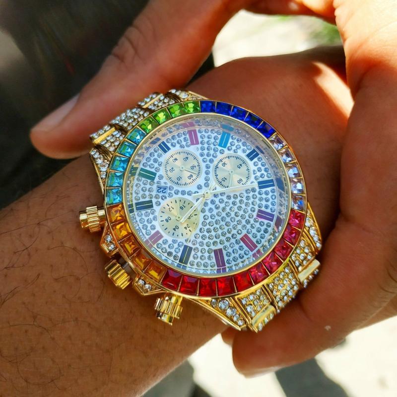 Watches | 18K Gold Rainbow Diamond Watch Jewelry Watches